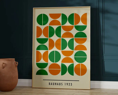 Mid century black & orange bauhaus wall art living room canvas prints
