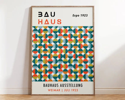 Bauhaus orange & teal geometric mid century wall art bedroom poster