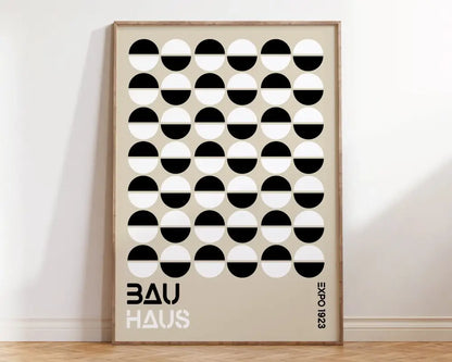 Bauhaus orange & teal geometric mid century wall art bedroom poster