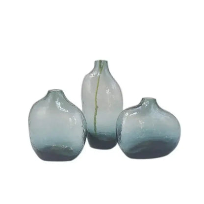 Geometric zen glass single flower vase amber living room set of 2