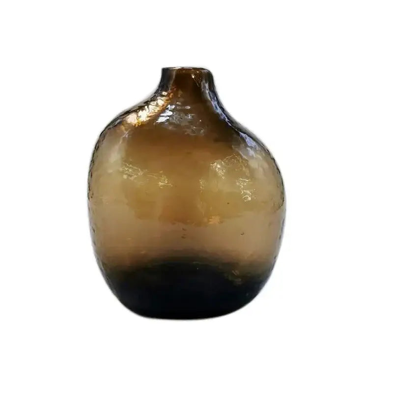 Geometric zen glass single flower vase amber living room set of 2