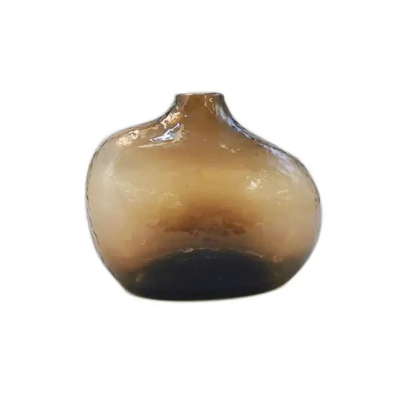 Geometric zen glass single flower vase amber living room set of 2