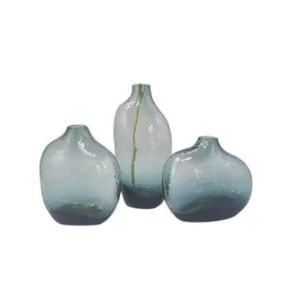Geometric zen glass single flower vase amber living room set of 2