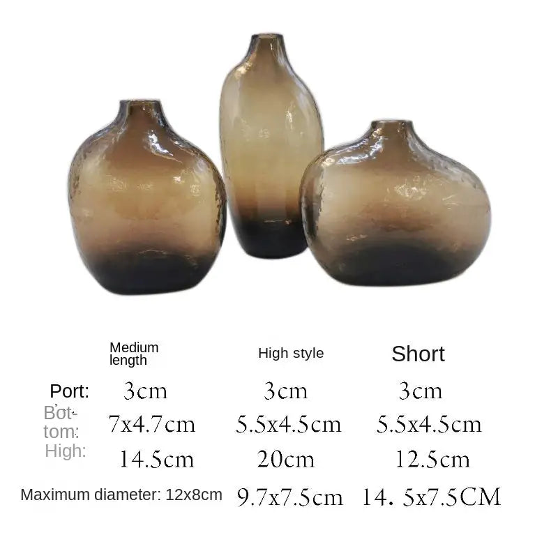 Geometric zen glass single flower vase amber living room set of 2