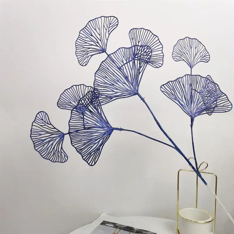 Modern light blue ginkgo leaf branch artificial flowers living room