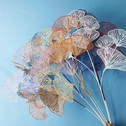 Modern light blue ginkgo leaf branch artificial flowers living room