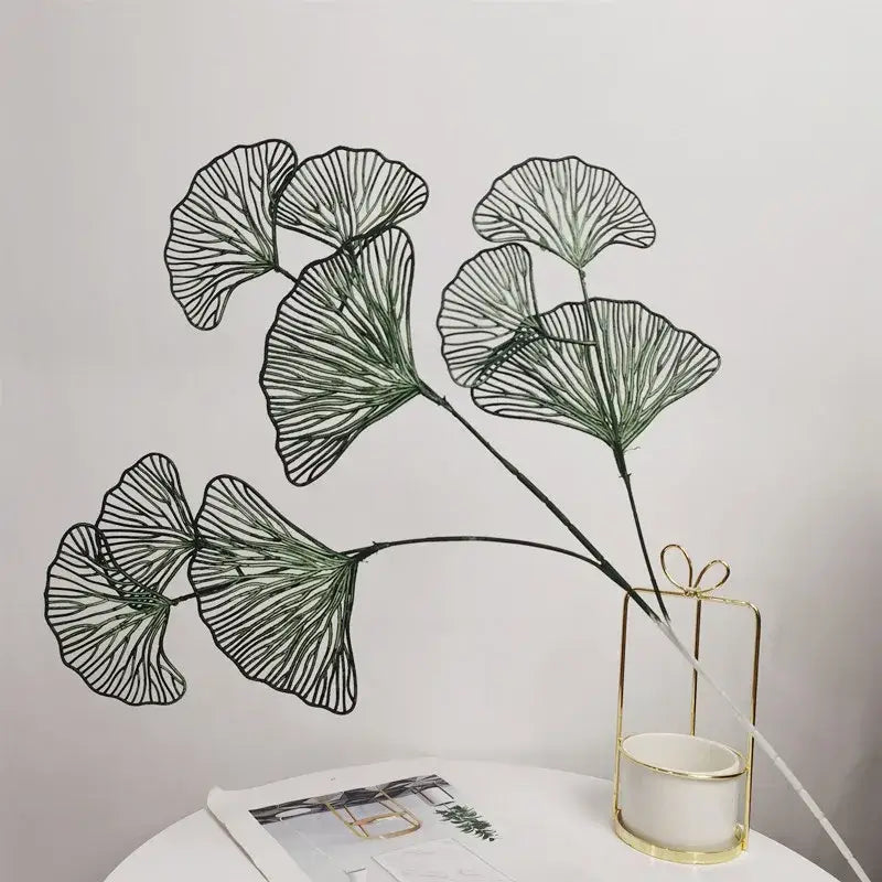 Modern light blue ginkgo leaf branch artificial flowers living room