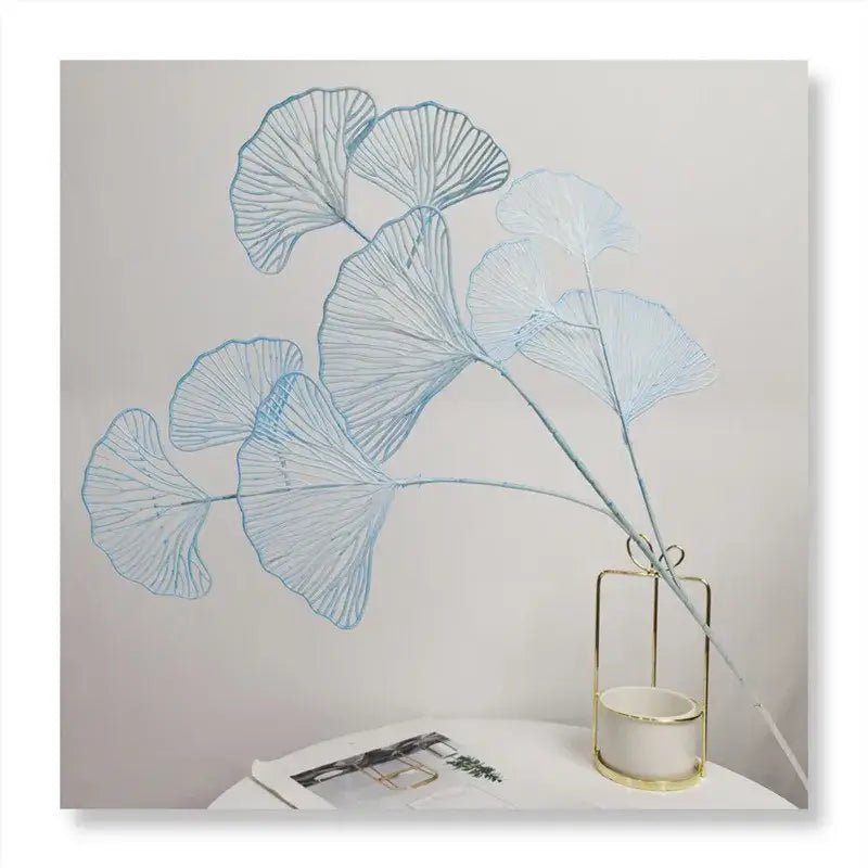Modern light blue ginkgo leaf branch artificial flowers living room