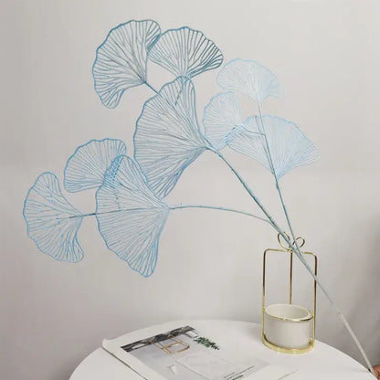 Modern light blue ginkgo leaf branch artificial flowers living room