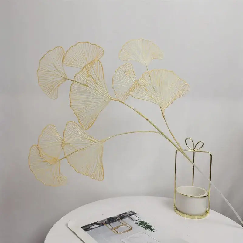 Modern light blue ginkgo leaf branch artificial flowers living room