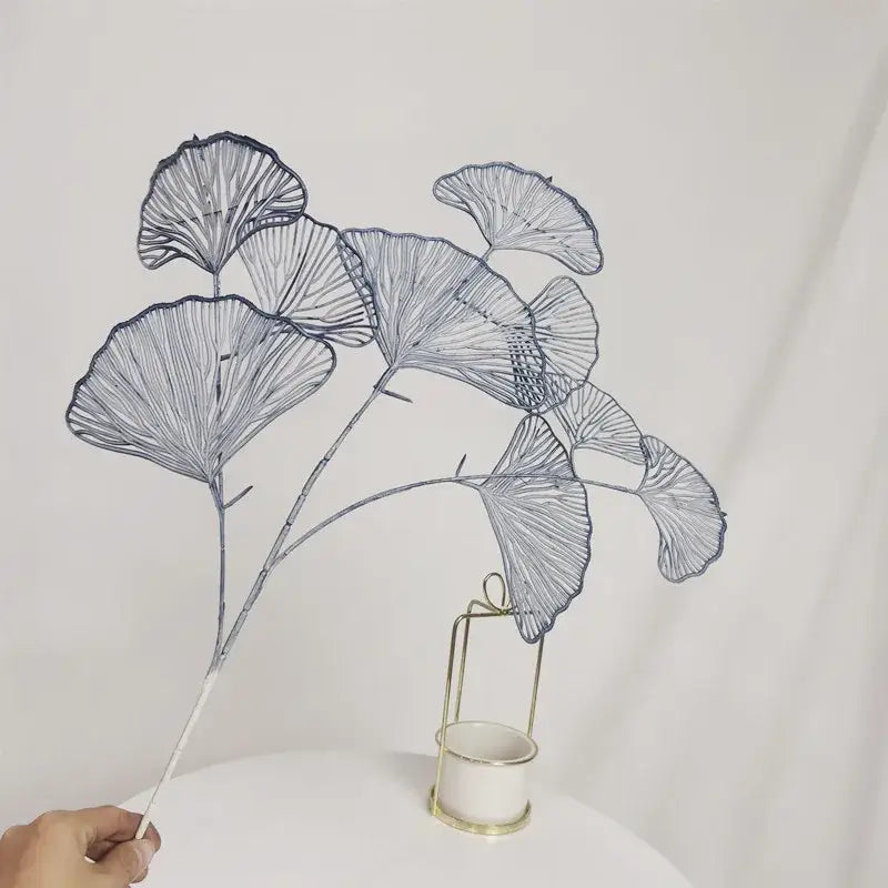 Modern light blue ginkgo leaf branch artificial flowers living room