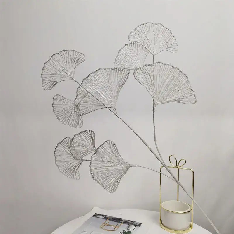 Modern light blue ginkgo leaf branch artificial flowers living room