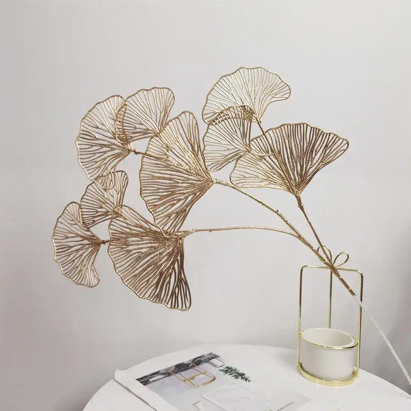 Modern light blue ginkgo leaf branch artificial flowers living room