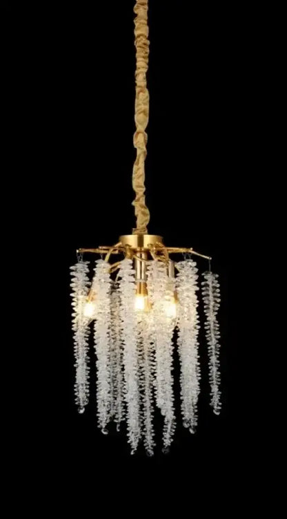 Modern white & gold ginkgo leaf crystal chandelier dining room light