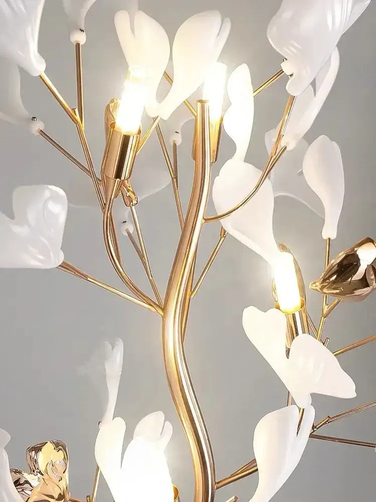 Modern gold ginkgo leaf floor lamp for living room