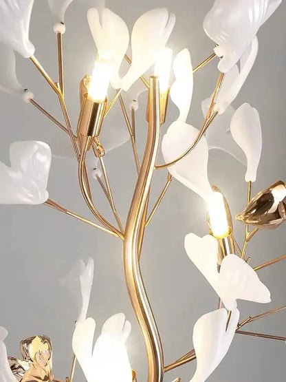 Modern gold ginkgo leaf floor lamp for living room