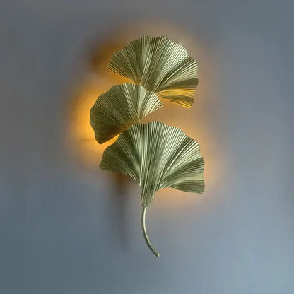 Modern ginkgo leaf gold wall lamp for bedroom and corridor