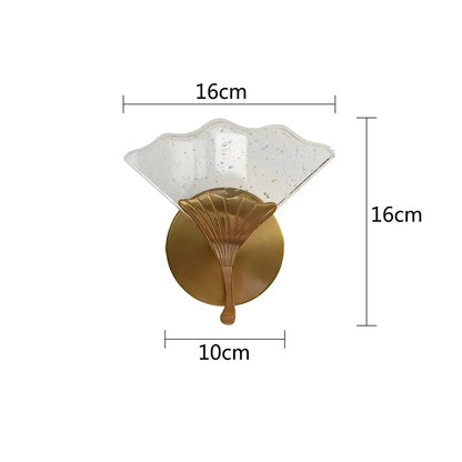 Modern gold ginkgo leaf wall lights bedroom starry glass sconce