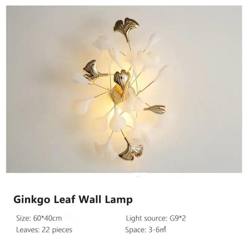 Modern white & gold ginkgo leaf pendant chandelier for living room