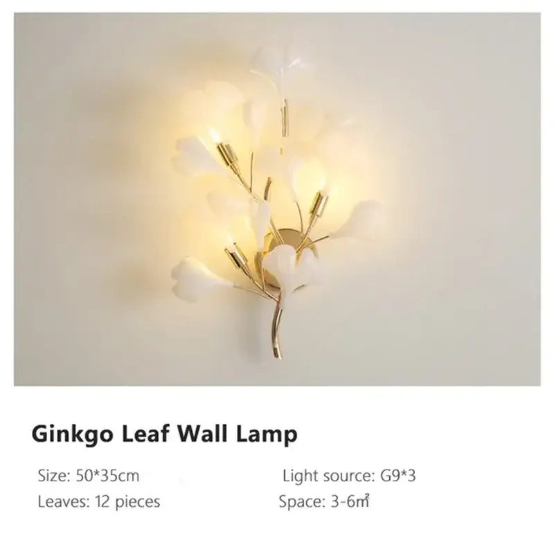 Modern white & gold ginkgo leaf pendant chandelier for living room