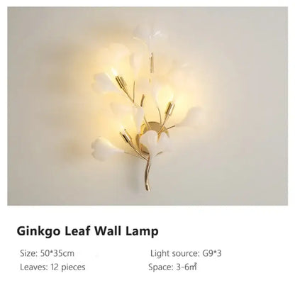 Modern white & gold ginkgo leaf pendant chandelier for living room
