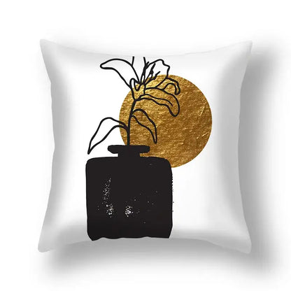 Modern teal and gold ginkgo leaves print sofa pillowcase living room
