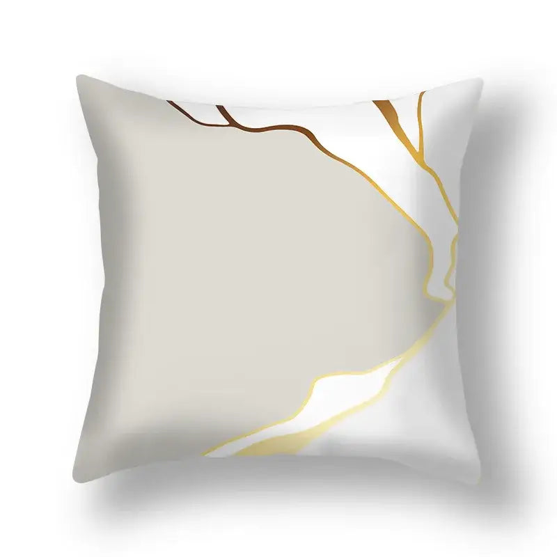 Modern teal and gold ginkgo leaves print sofa pillowcase living room