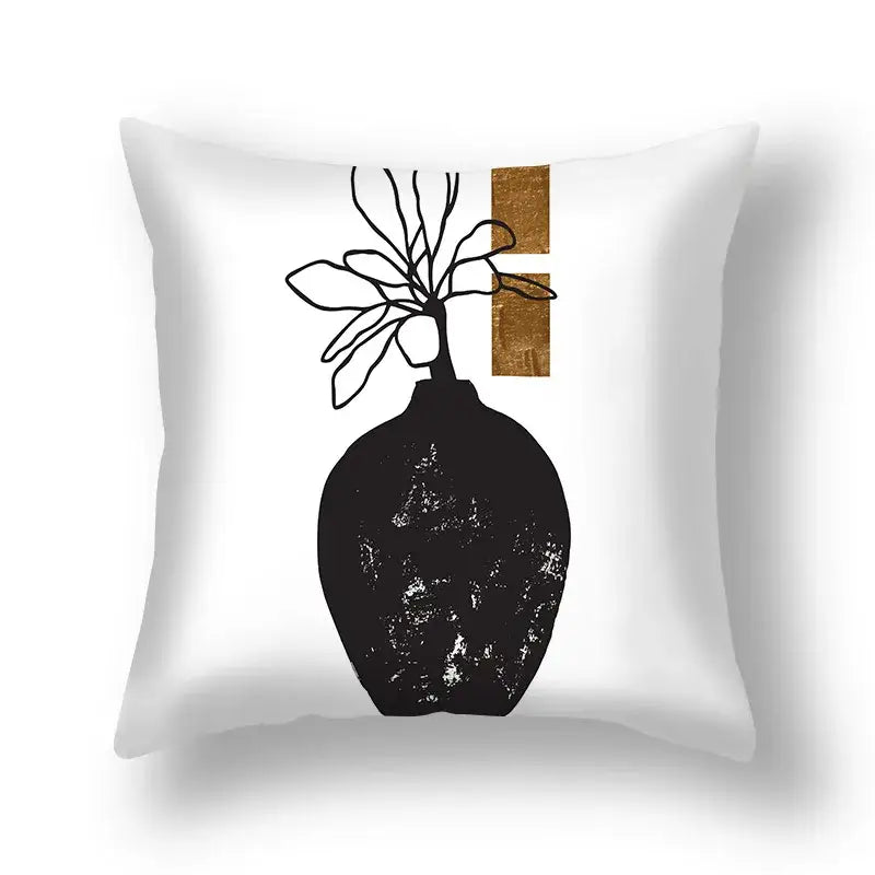 Modern teal and gold ginkgo leaves print sofa pillowcase living room