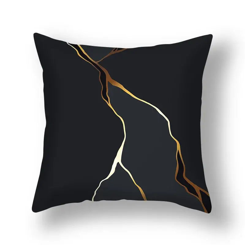 Modern teal and gold ginkgo leaves print sofa pillowcase living room