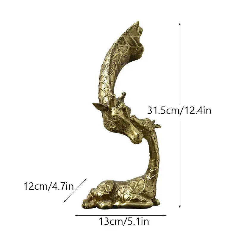 Elegant golden giraffe head sculpture living room decor