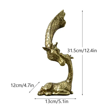 Elegant golden giraffe head sculpture living room decor
