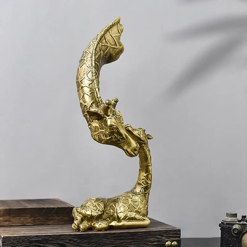 Elegant golden giraffe head sculpture living room decor