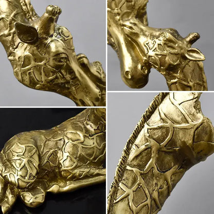Elegant golden giraffe head sculpture living room decor