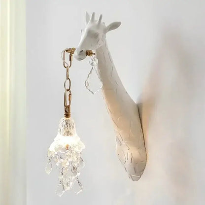 White ceramic giraffe love wall lamp bedroom crystal sconce
