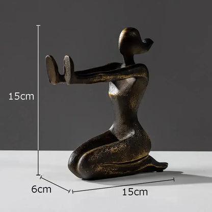 Abstract bronze and gold girl statue bookends library decor
