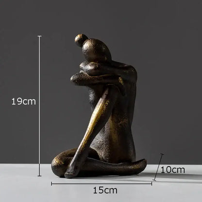 Abstract bronze and gold girl statue bookends library decor