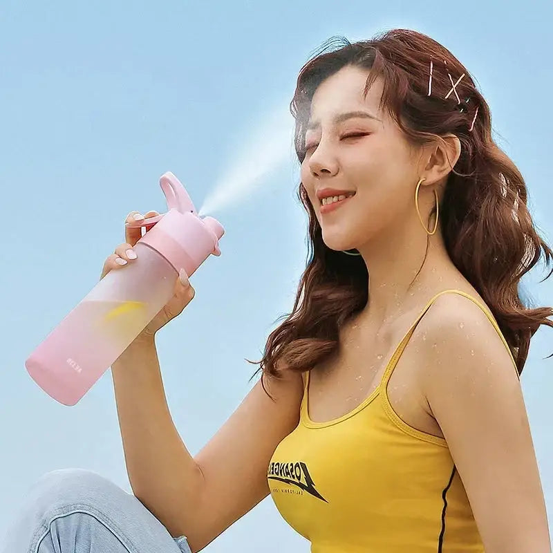 Light green & white tritan spray water bottle for outdoor sports