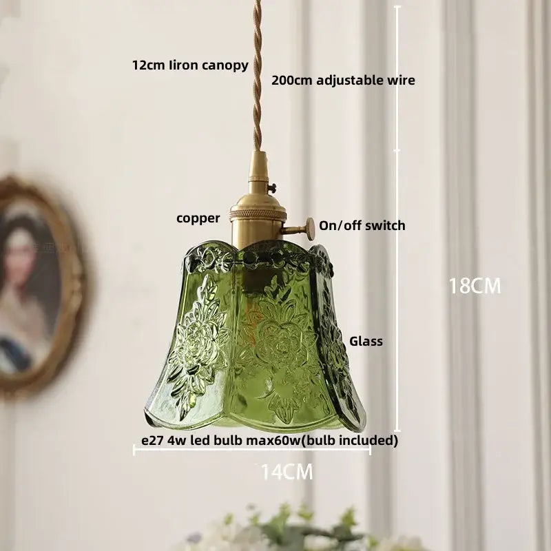 Etched leaf clear glass and brass pendant light fixture bedroom