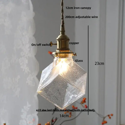 Etched leaf clear glass and brass pendant light fixture bedroom