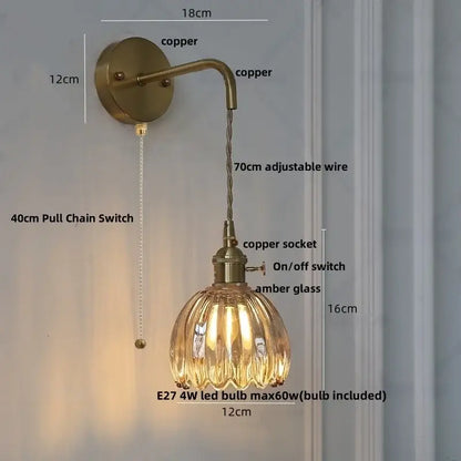Modern brass petal glass adjustable led wall lamp for bedroom