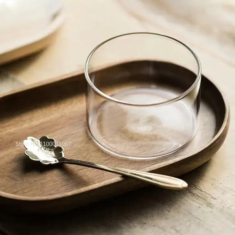 Modern wood and glass afternoon tea dessert set dining room
