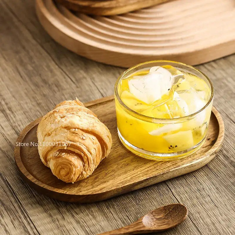 Modern wood and glass afternoon tea dessert set dining room