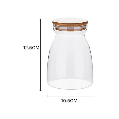 Glass airtight canister with bamboo lid kitchen storage jar
