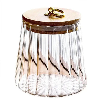 Decorbites glass airtight canister with wooden lid kitchen storage jar