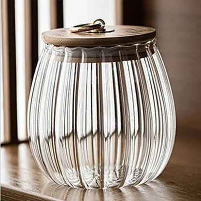 Decorbites glass airtight canister with wooden lid kitchen storage jar