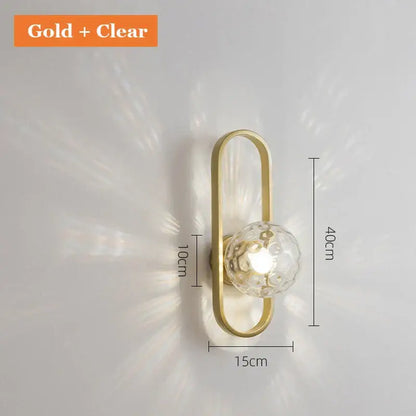 Modern minimalist black & gold glass aisle wall lamp bedroom sconce