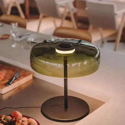 Sleek amber green led table lamp for bedroom decor
