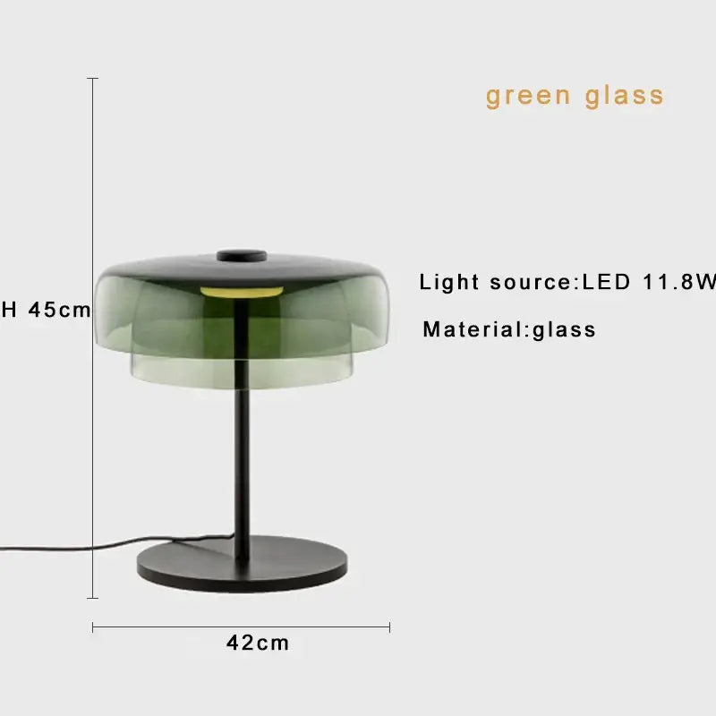 Sleek amber green led table lamp for bedroom decor