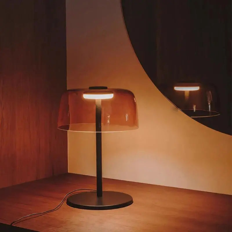 Sleek amber green led table lamp for bedroom decor
