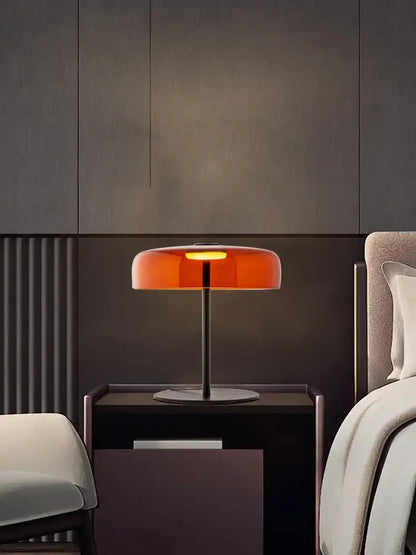 Sleek amber green led table lamp for bedroom decor